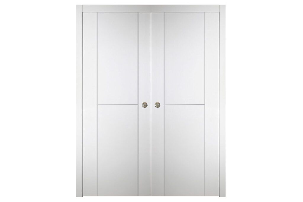 Nova Italia Stile 1H Alaskan White Laminate Interior Door - Double Pocket