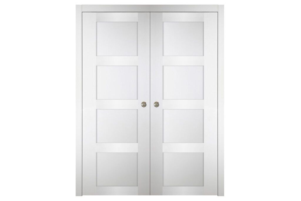 Nova Italia Stile 4 Lite Alaskan White Laminate Interior Door - Double Pocket
