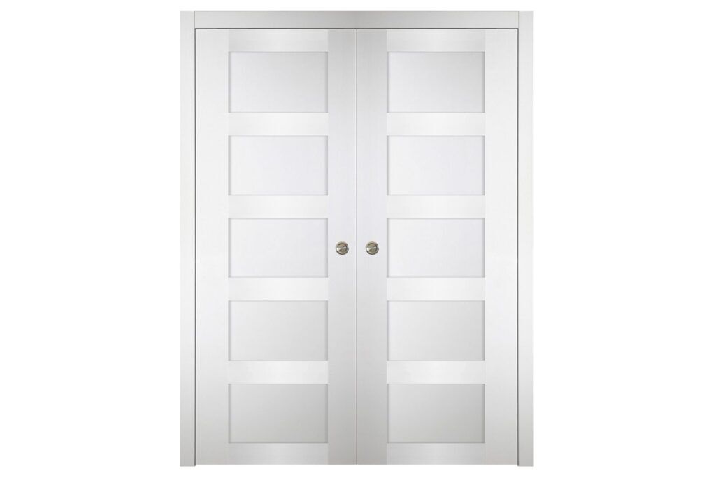 Nova Italia Stile 5 Lite Alaskan White Laminate Interior Door - Double Pocket