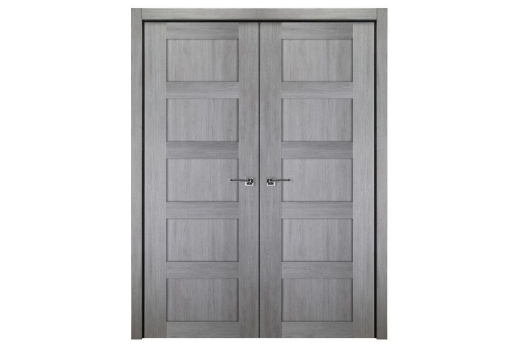 Nova Italia Stile 5 Lite Light Grey Laminate Interior Door - Double Door