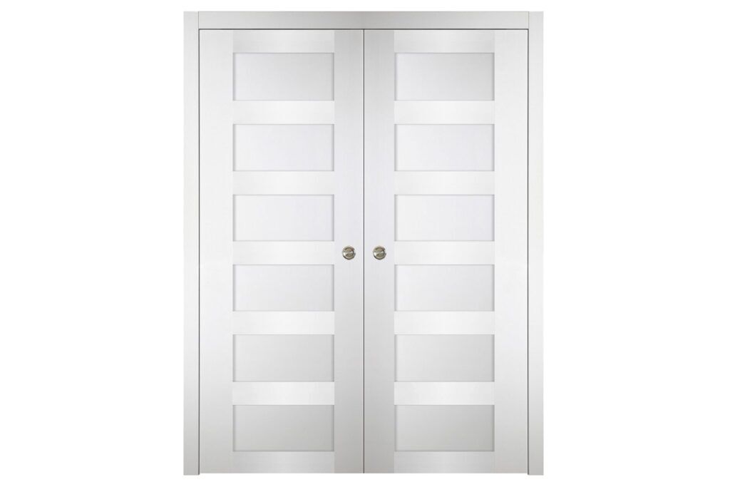 Nova Italia Stile 6 Lite Alaskan White Laminate Interior Door - Double Pocket