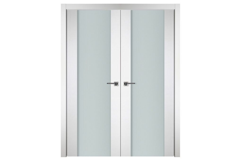 Nova Italia Vetro 01 Alaskan White Laminate Interior Door - Double Door