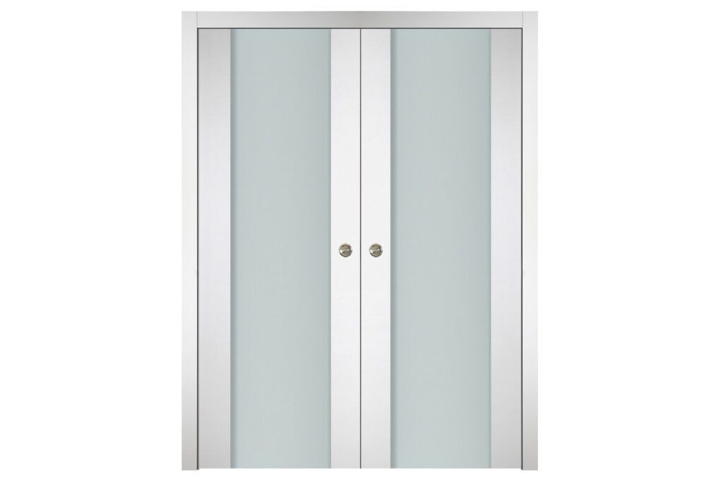 Nova Italia Vetro 01 Alaskan White Laminate Interior Door - Double Pocket