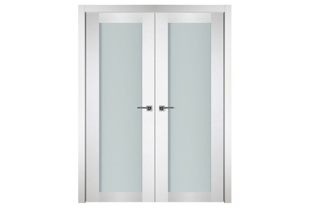 Nova Italia Vetro 1 Lite Alaskan White Laminate Interior Door - Double Door