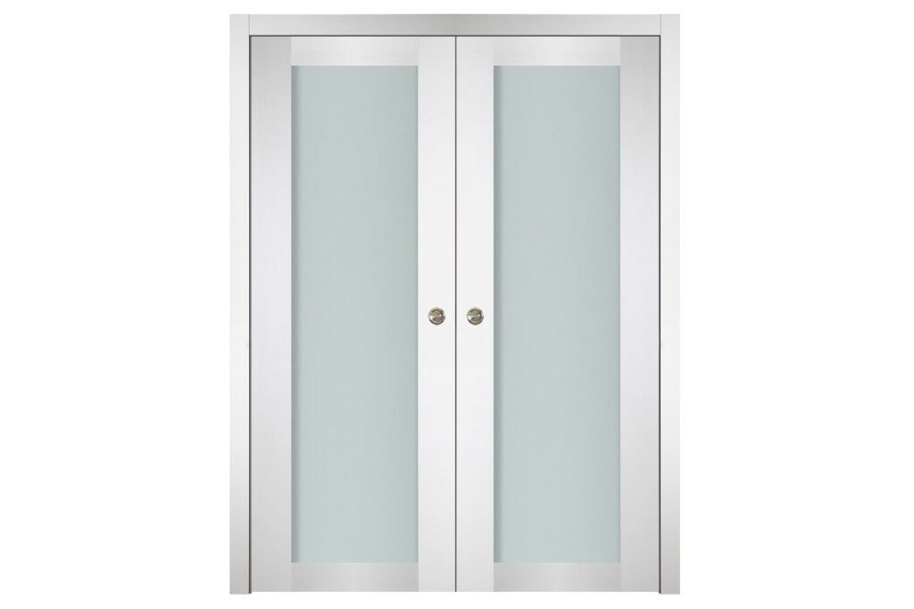 Nova Italia Vetro 1 Lite Alaskan White Laminate Interior Door - Double Pocket