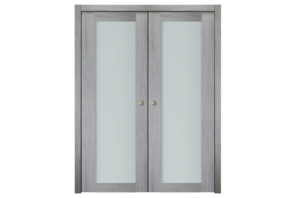 Nova Italia Vetro 1 Lite Light Grey Laminate Interior Door - Double Pocket