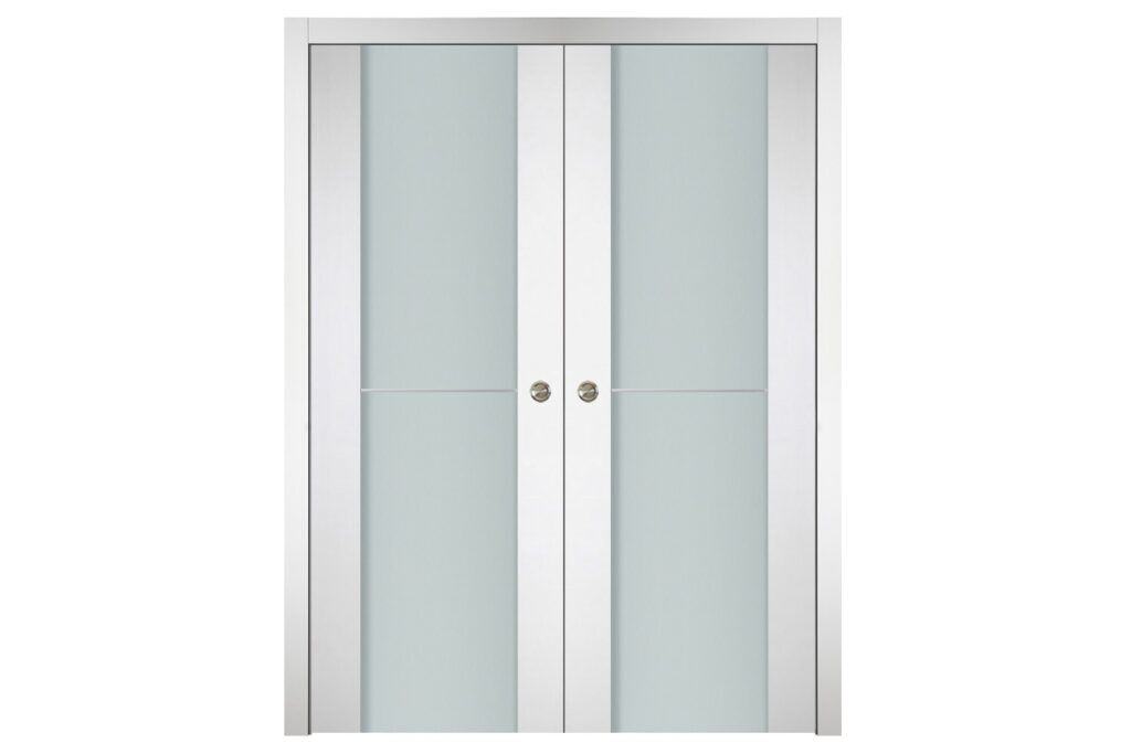 Nova Italia Vetro 1H Alaskan White Laminate Interior Door - Double Pocket