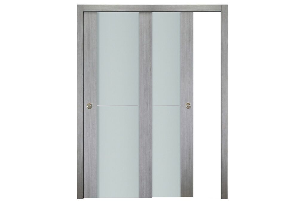 Nova Italia Vetro 1H Light Grey Laminate Interior Door - Bypass Door