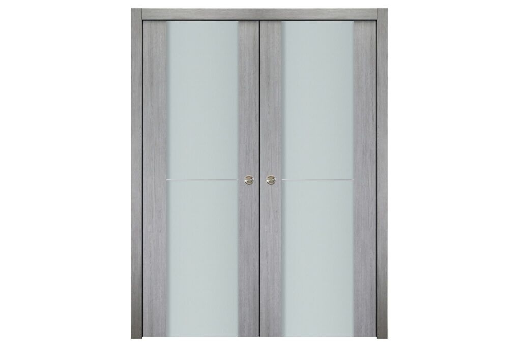 Nova Italia Vetro 1H Light Grey Laminate Interior Door - Double Pocket