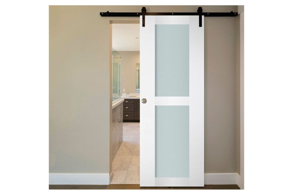 Nova Italia Vetro 2 Lite Alaskan White Laminate Interior Door - Barn Door