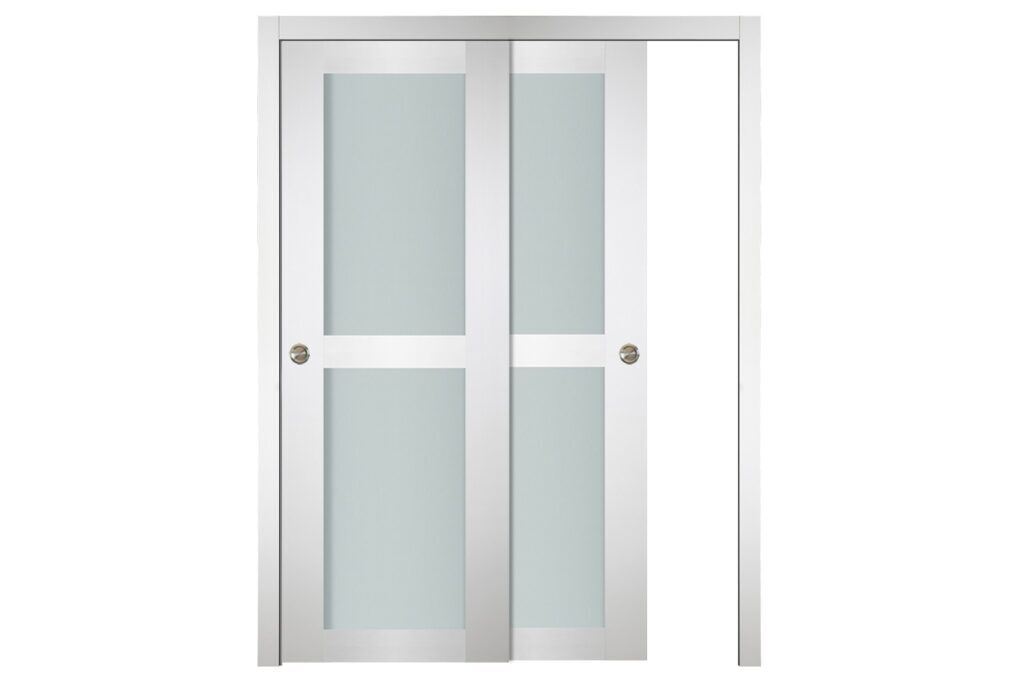 Nova Italia Vetro 2 Lite Alaskan White Laminate Interior Door - Bypass Door