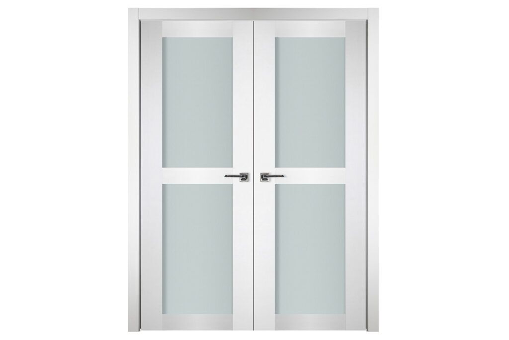 Nova Italia Vetro 2 Lite Alaskan White Laminate Interior Door - Double Door
