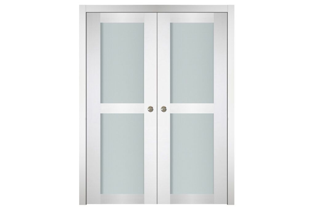 Nova Italia Vetro 2 Lite Alaskan White Laminate Interior Door - Double Pocket
