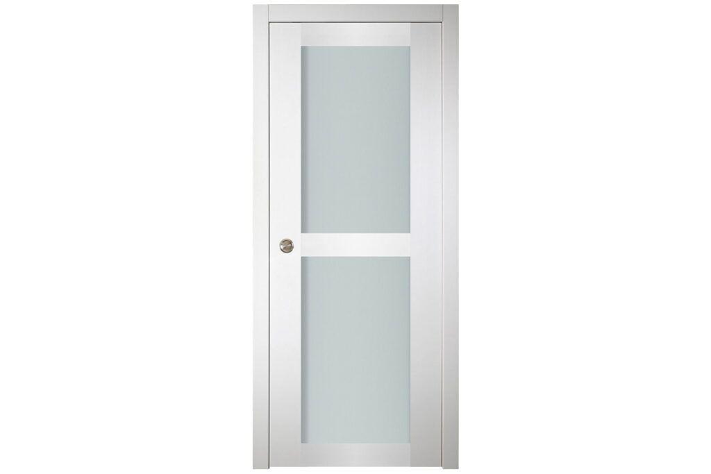 Nova Italia Vetro 2 Lite Alaskan White Laminate Interior Door - Single Pocket