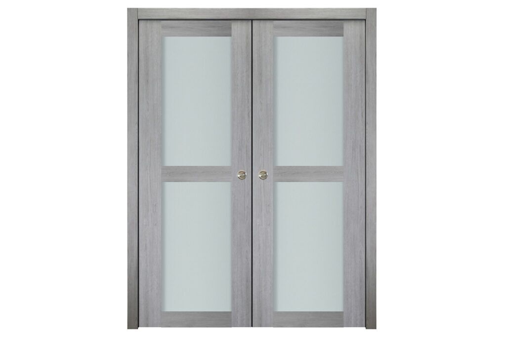 Nova Italia Vetro 2 Lite Light Grey Laminate Interior Door - Double Pocket