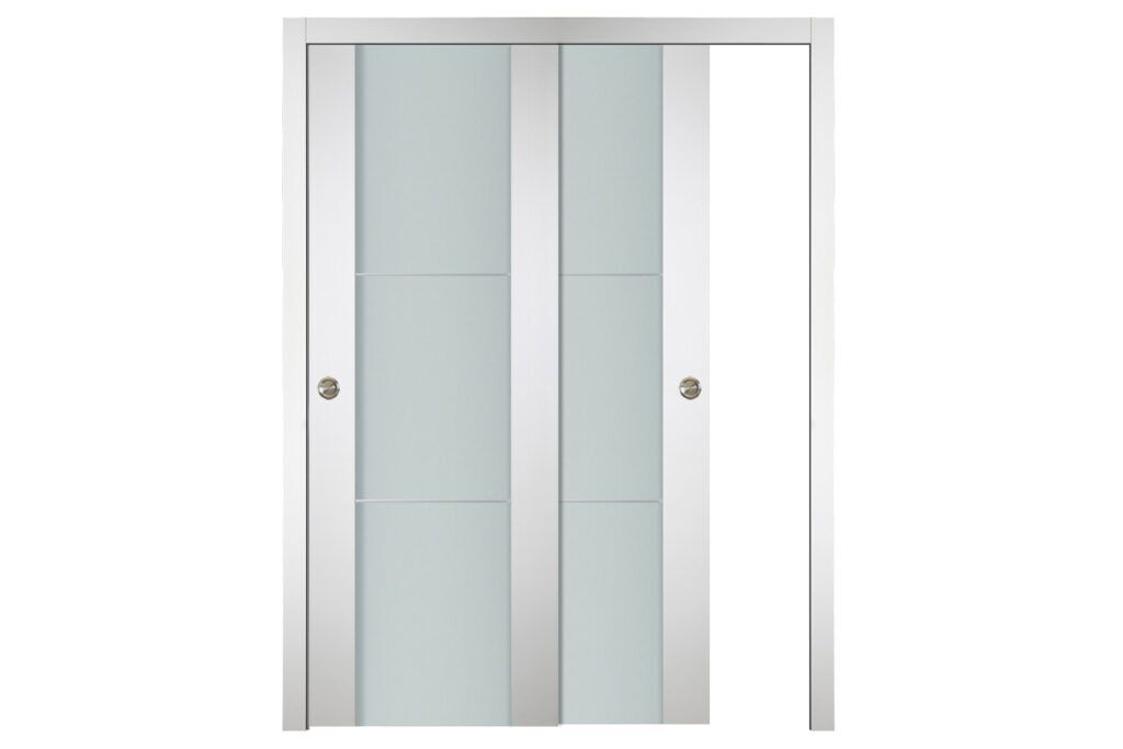 Nova Italia Vetro 2H Alaskan White Laminate Interior Door - Bypass Door