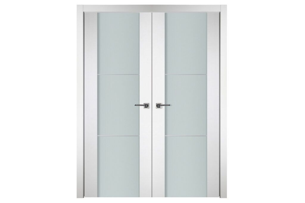Nova Italia Vetro 2H Alaskan White Laminate Interior Door - Double Door