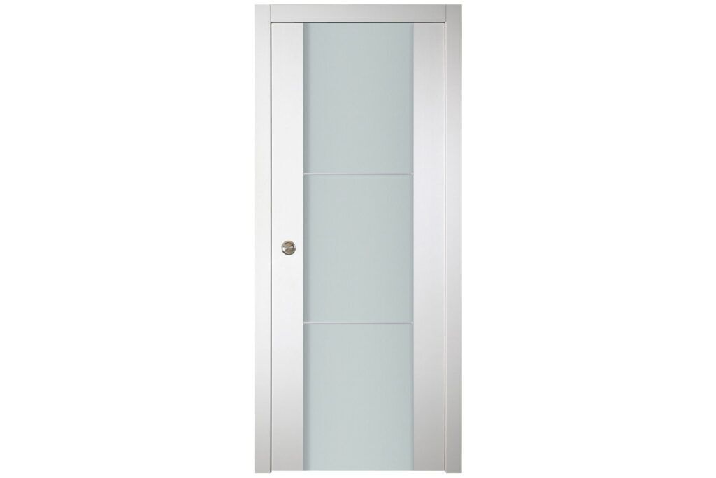 Nova Italia Vetro 2H Alaskan White Laminate Interior Door - Single Pocket