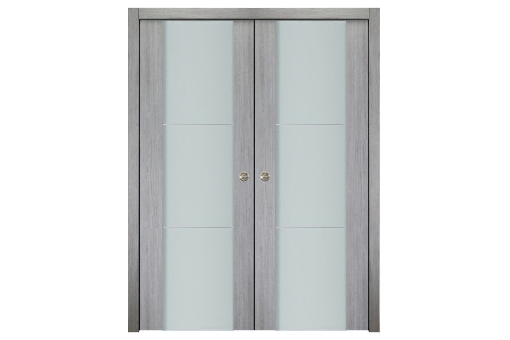 Nova Italia Vetro 2H Light Grey Laminate Interior Door - Double Pocket