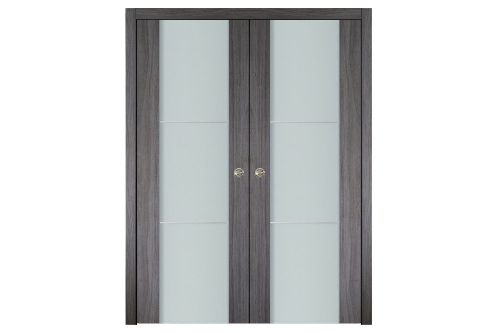 Nova Italia Vetro 2H Swiss Elm Laminate Interior Door - Double Pocket