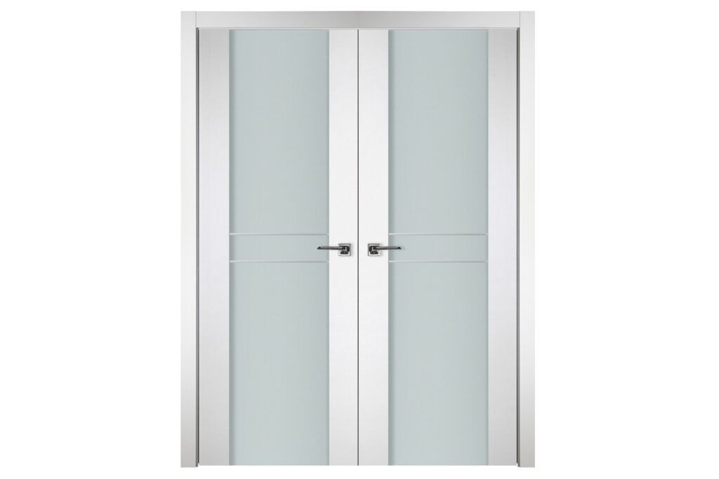 Nova Italia Vetro 2HC Alaskan White Laminate Interior Door - Double Door