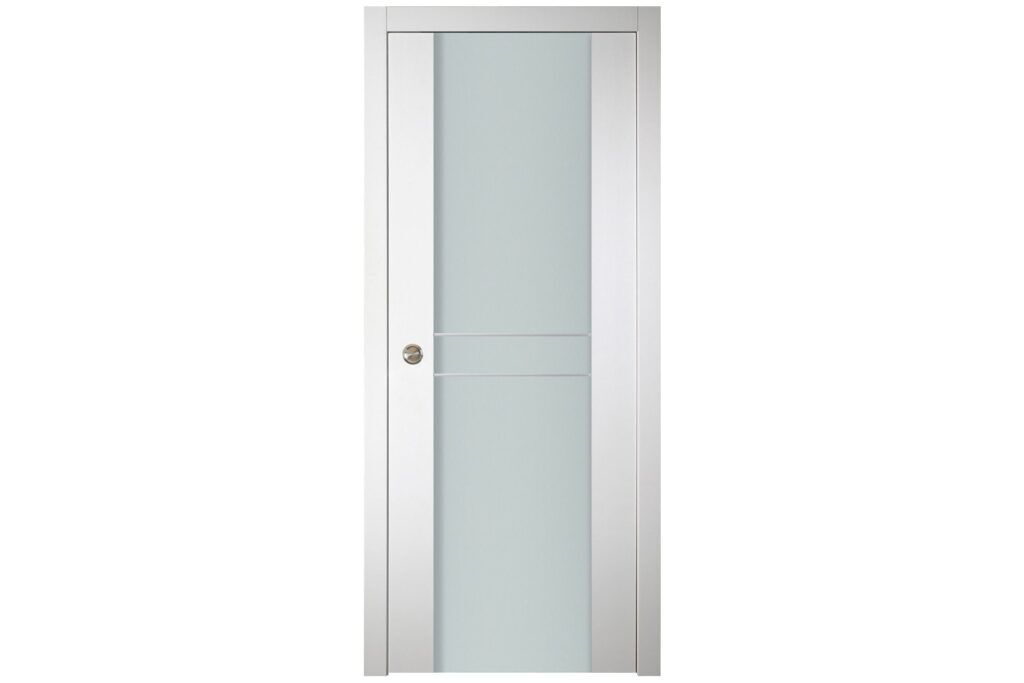 Nova Italia Vetro 2HC Alaskan White Laminate Interior Door - Single Pocket