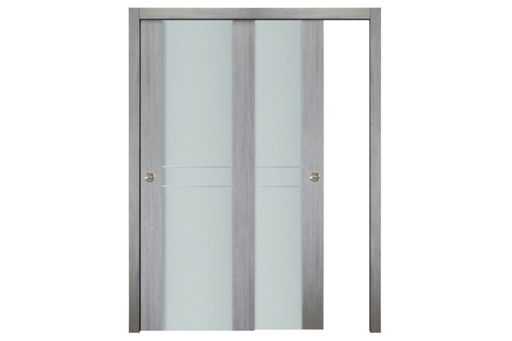 Nova Italia Vetro 2HC Light Grey Laminate Interior Door - Bypass Door