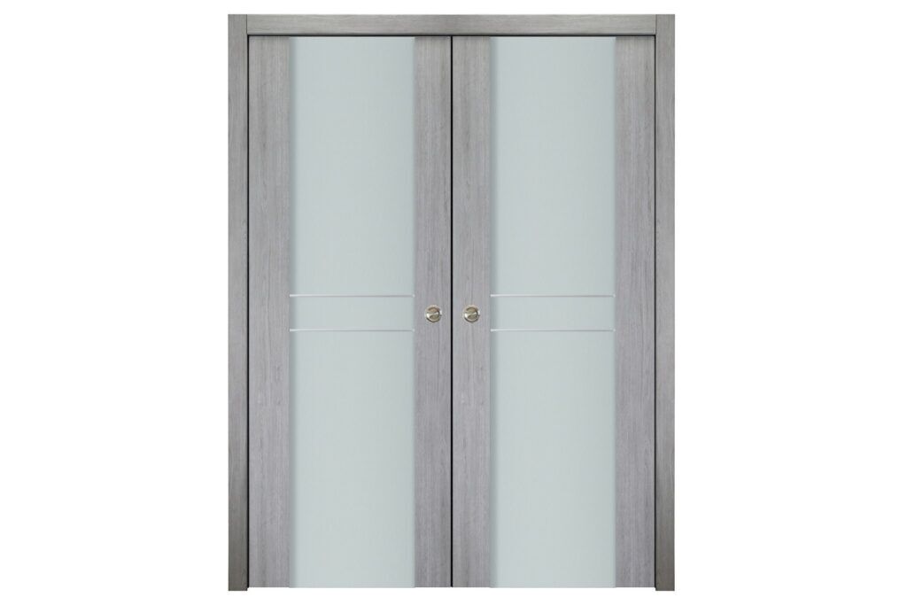 Nova Italia Vetro 2HC Light Grey Laminate Interior Door - Double Pocket