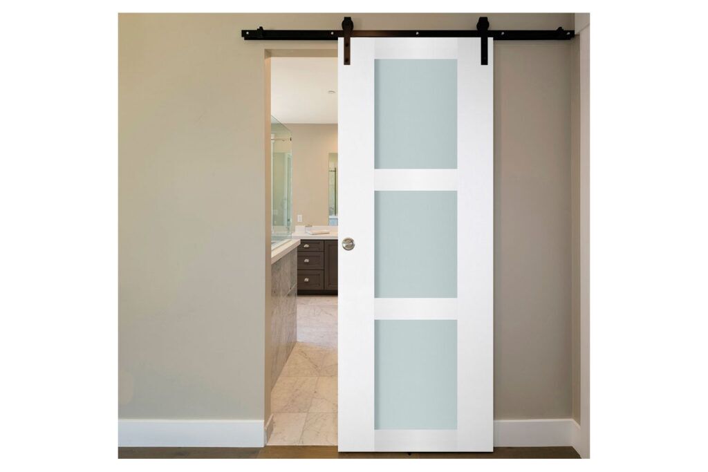 Nova Italia Vetro 3 Lite Alaskan White Laminate Interior Door - Barn Door