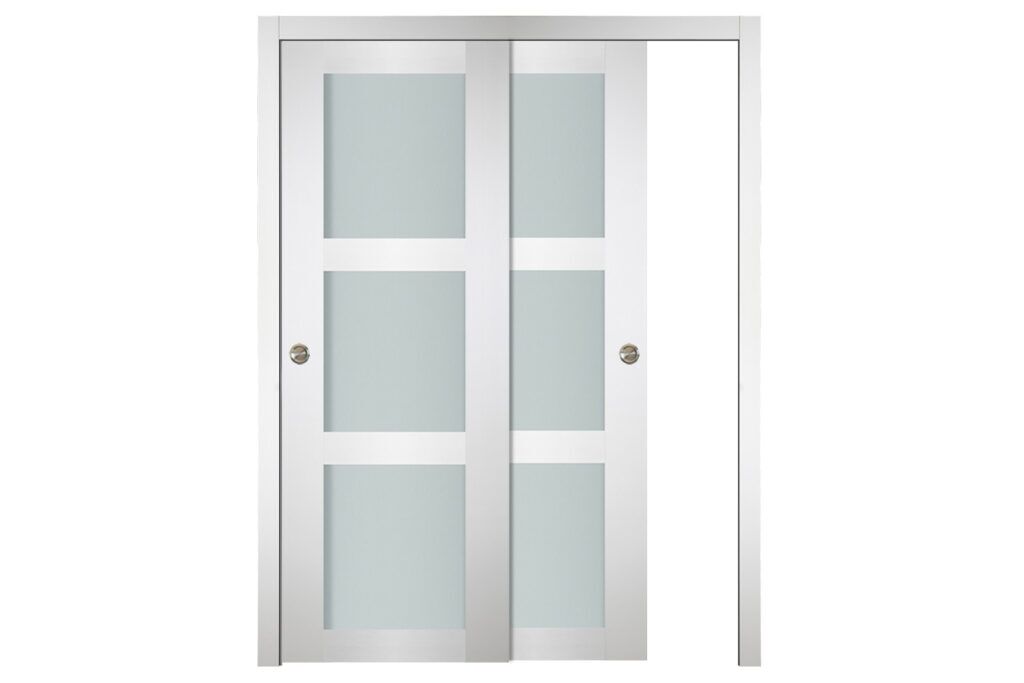 Nova Italia Vetro 3 Lite Alaskan White Laminate Interior Door - Bypass Door