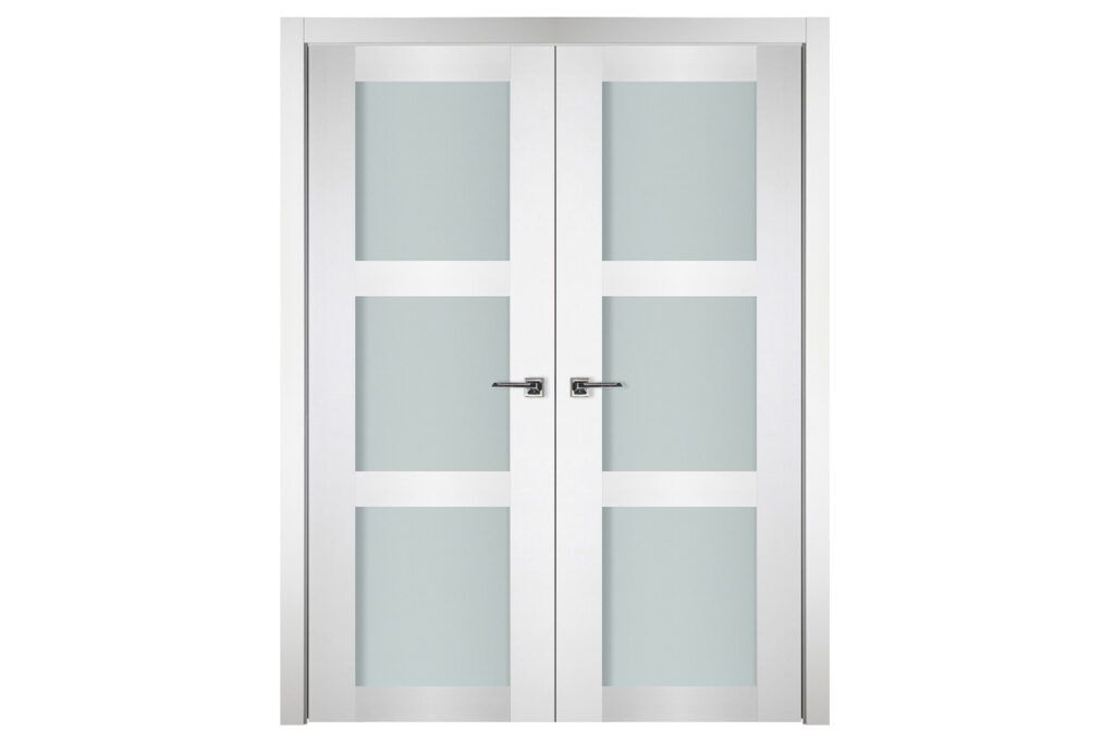 Nova Italia Vetro 3 Lite Alaskan White Laminate Interior Door - Double Door