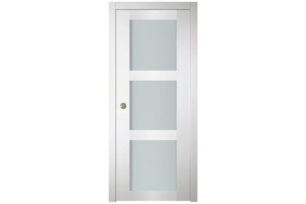 Nova Italia Vetro 3 Lite Alaskan White Laminate Interior Door - Single Pocket