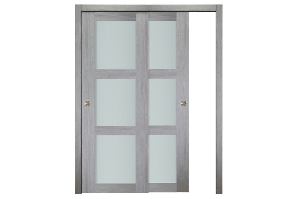 Nova Italia Vetro 3 Lite Light Grey Laminate Interior Door - Bypass Door