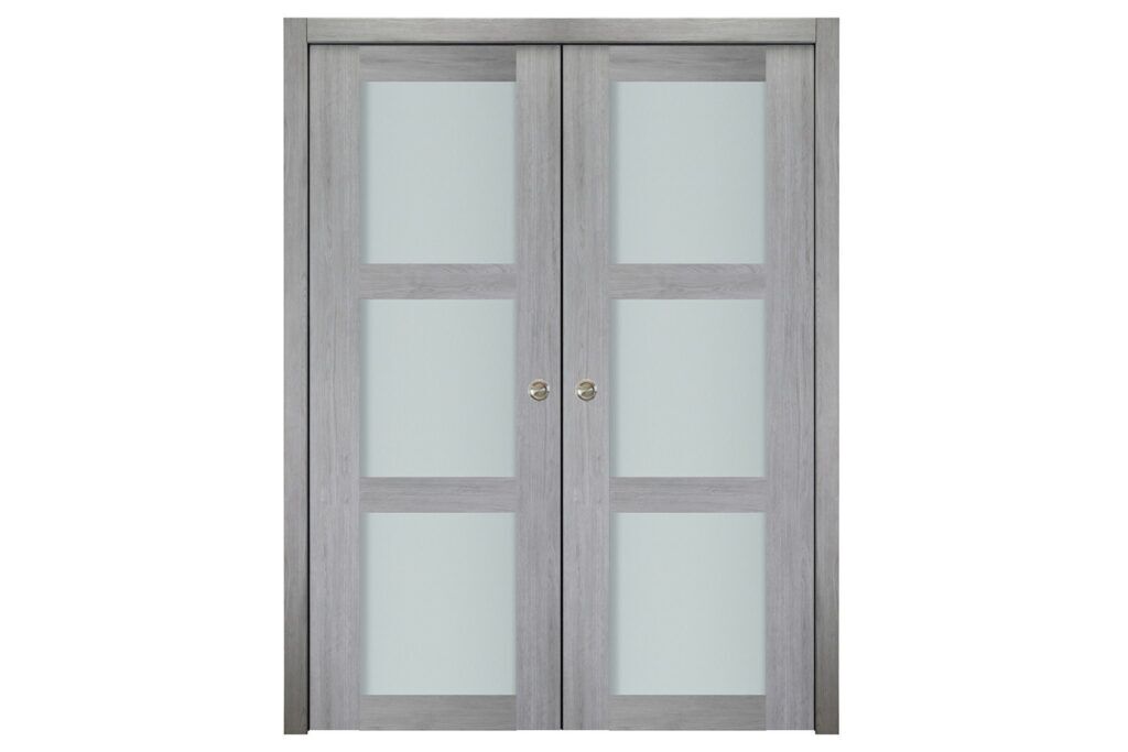 Nova Italia Vetro 3 Lite Light Grey Laminate Interior Door - Double Pocket