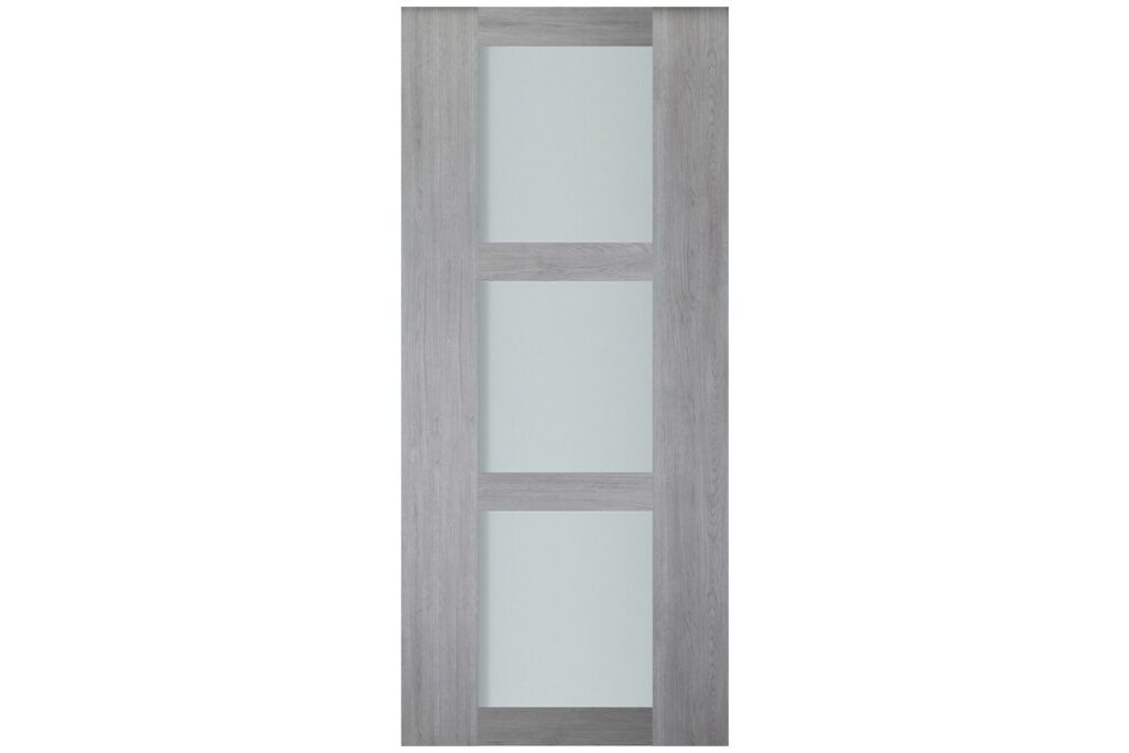 Nova Italia Vetro 3 Lite Light Grey Laminate Interior Door - Slab