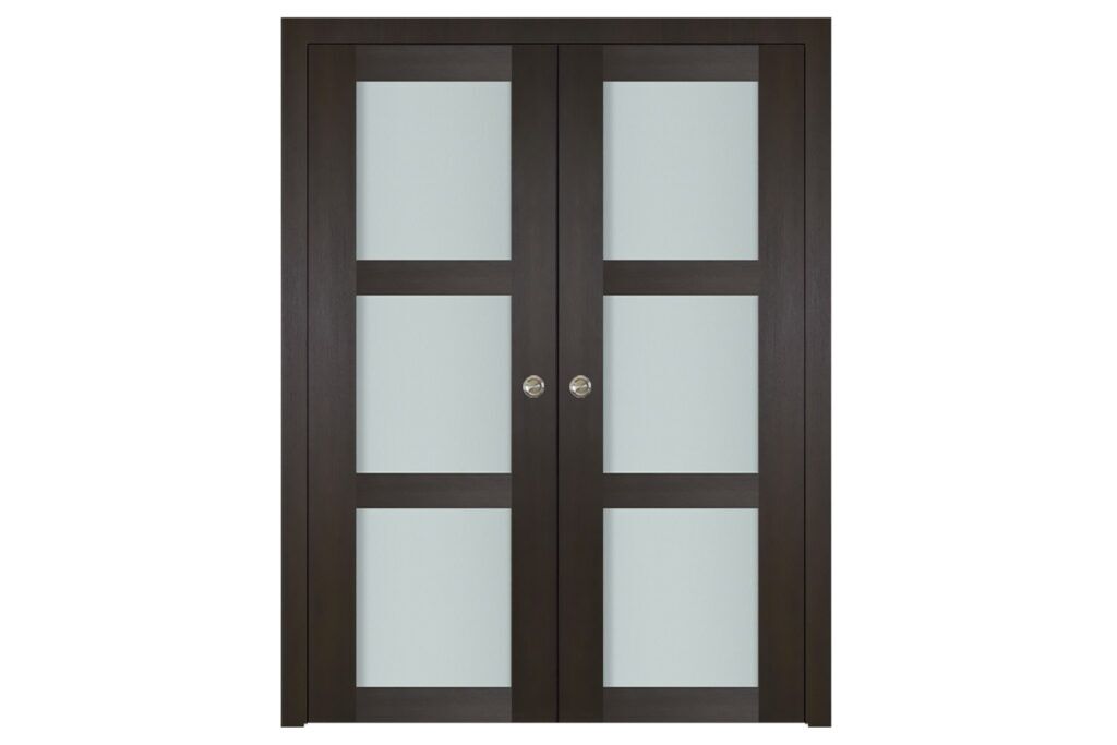 Nova Italia Vetro 3 Lite Premium Wenge Laminate Interior Door - Double Pocket
