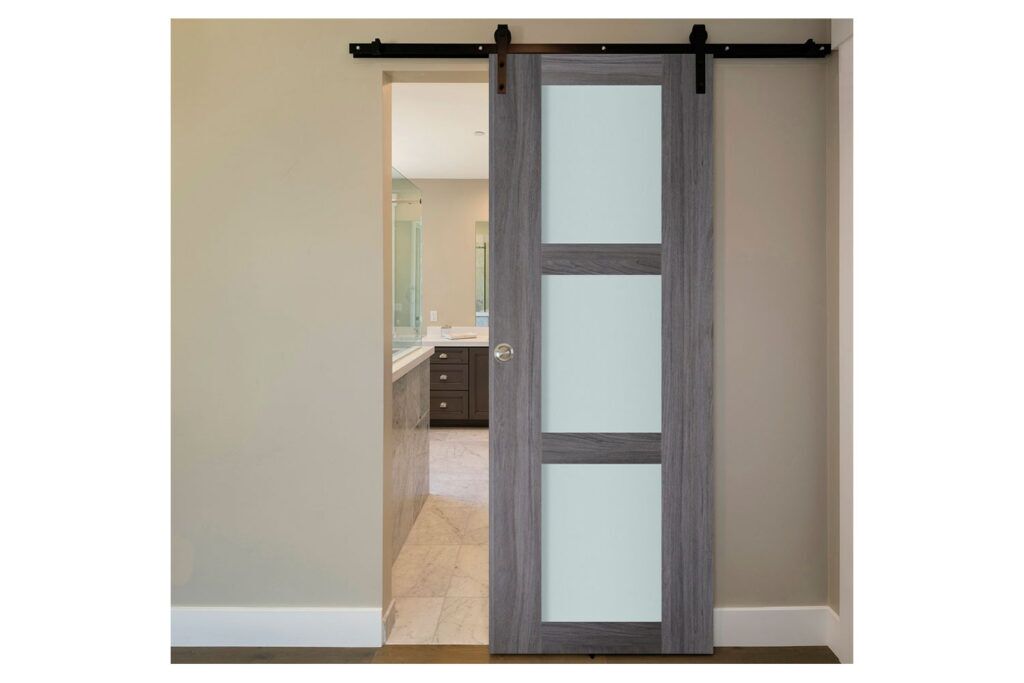 Nova Italia Vetro 3 Lite Swiss Elm Laminate Interior Door - Barn Door