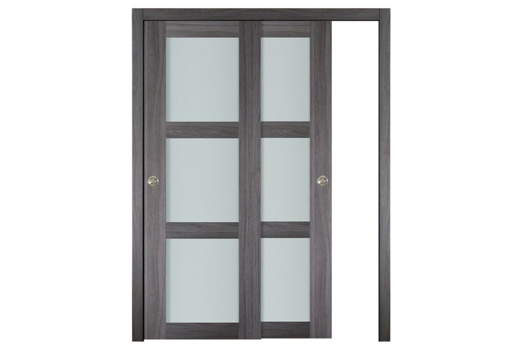 Nova Italia Vetro 3 Lite Swiss Elm Laminate Interior Door - Bypass Door