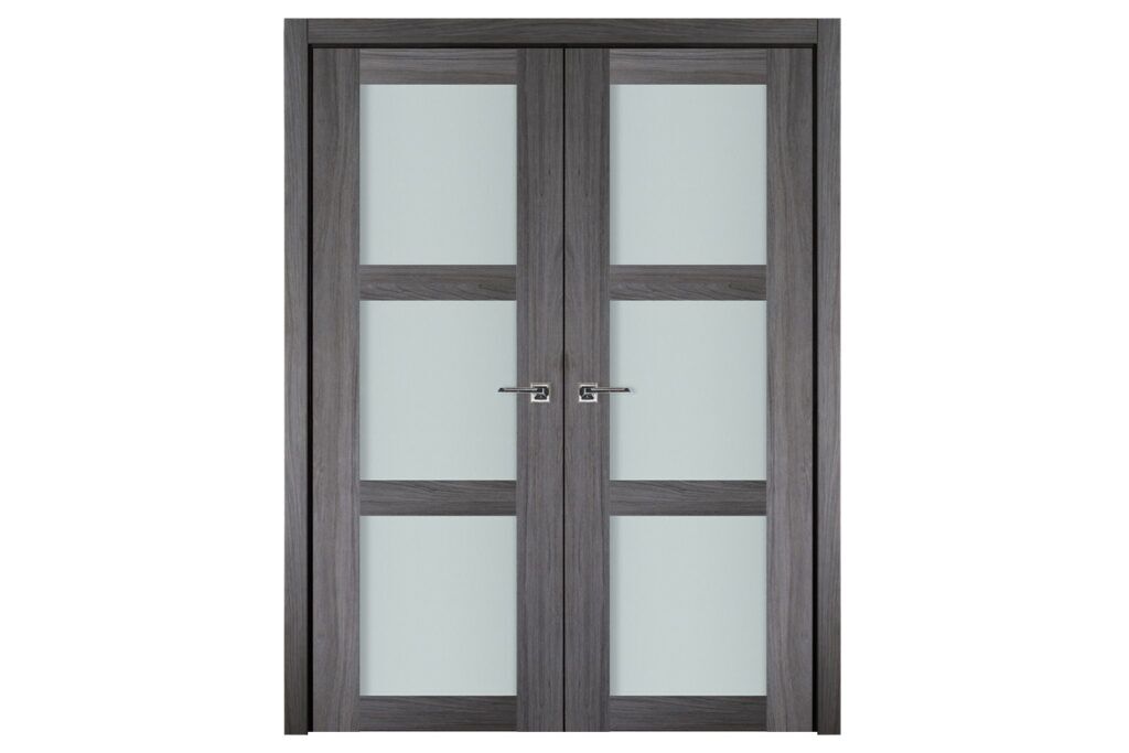 Nova Italia Vetro 3 Lite Swiss Elm Laminate Interior Door - Double Door