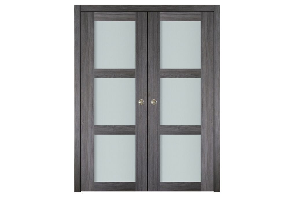 Nova Italia Vetro 3 Lite Swiss Elm Laminate Interior Door - Double Pocket
