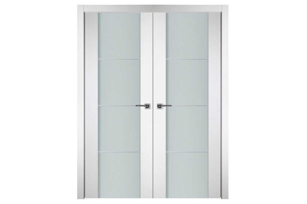 Nova Italia Vetro 3H Alaskan White Laminate Interior Door - Double Door