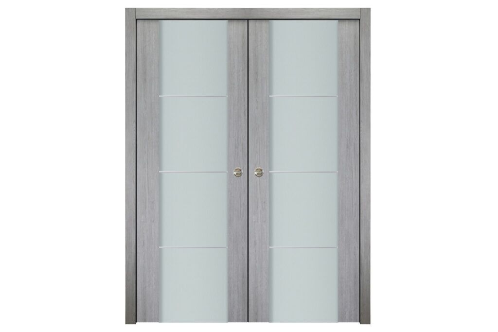 Nova Italia Vetro 3H Light Grey Laminate Interior Door - Double Pocket