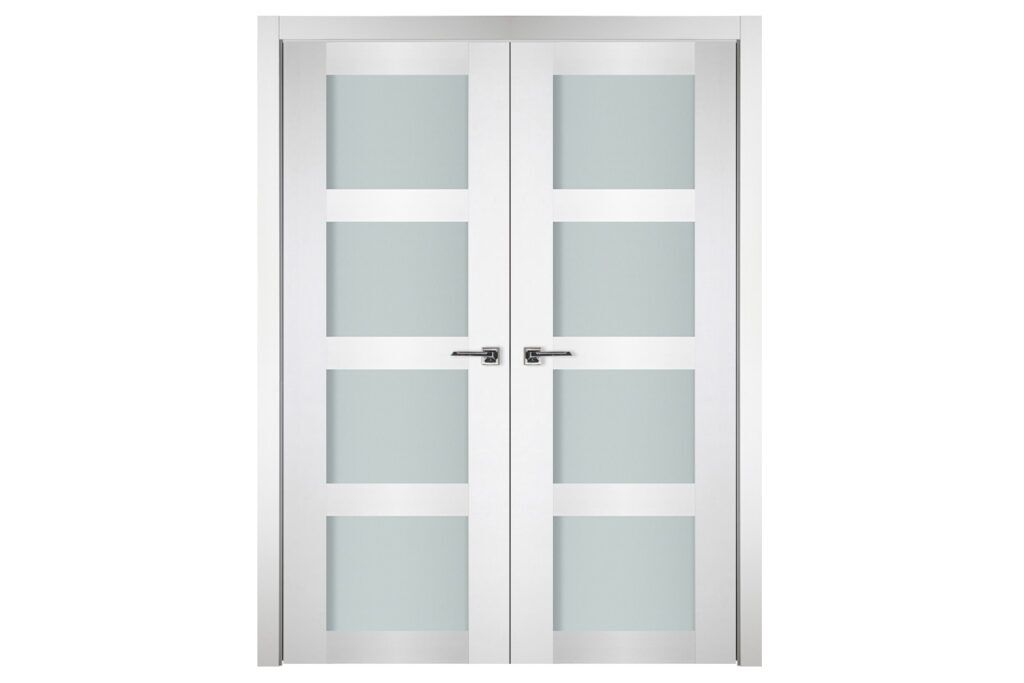 Nova Italia Vetro 4 Lite Alaskan White Laminate Interior Door - Double Door