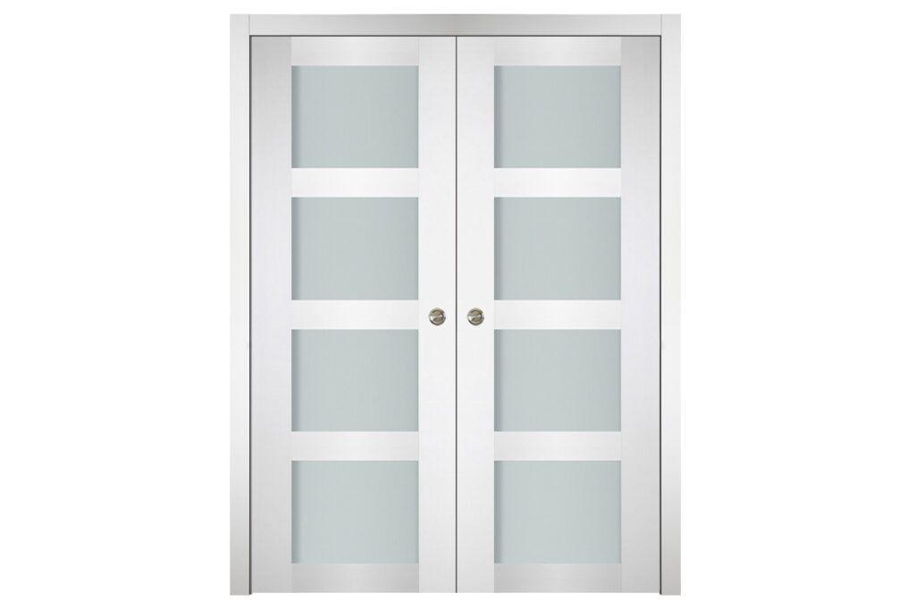 Nova Italia Vetro 4 Lite Alaskan White Laminate Interior Door - Double Pocket