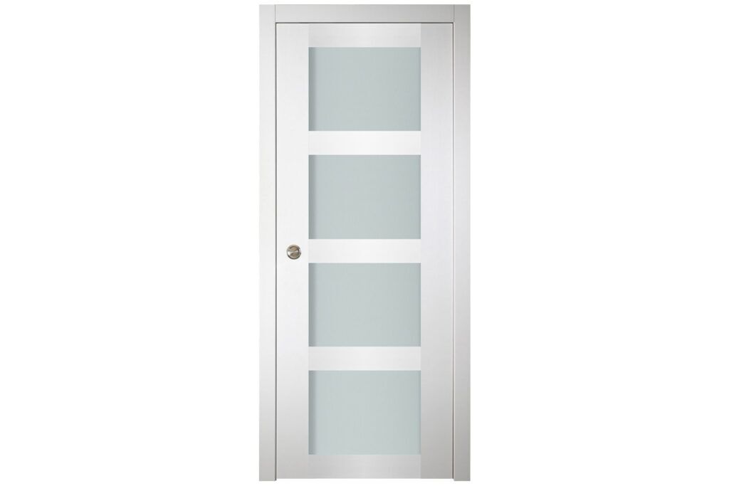 Nova Italia Vetro 4 Lite Alaskan White Laminate Interior Door - Single Pocket