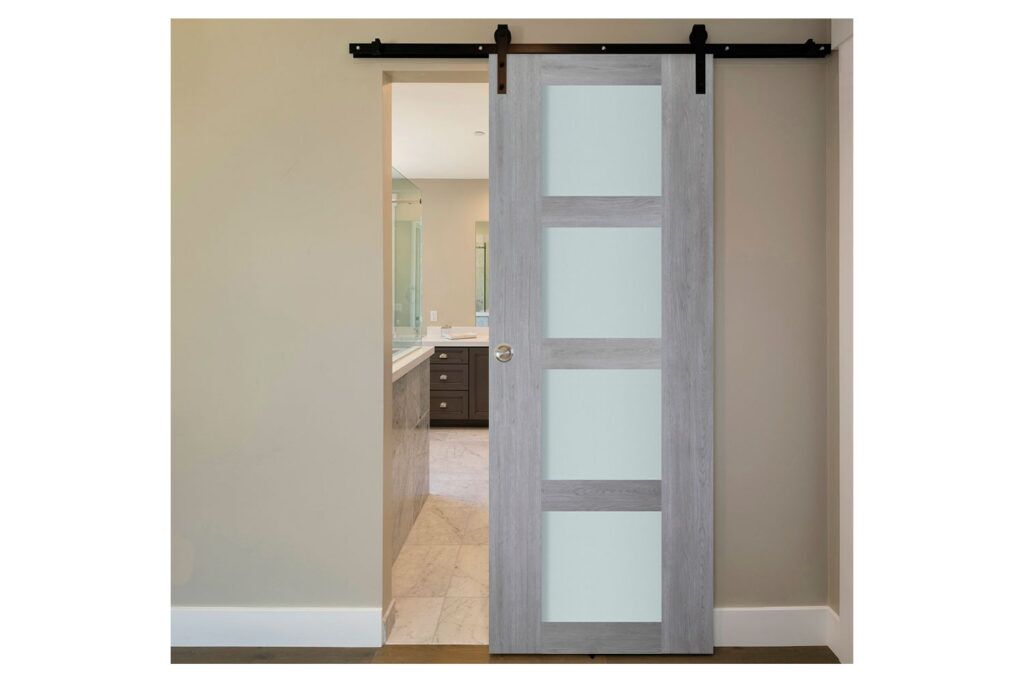 Nova Italia Vetro 4 Lite Light Grey Laminate Interior Door - Barn Door