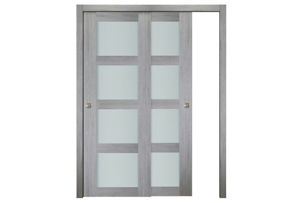 Nova Italia Vetro 4 Lite Light Grey Laminate Interior Door - Bypass Door