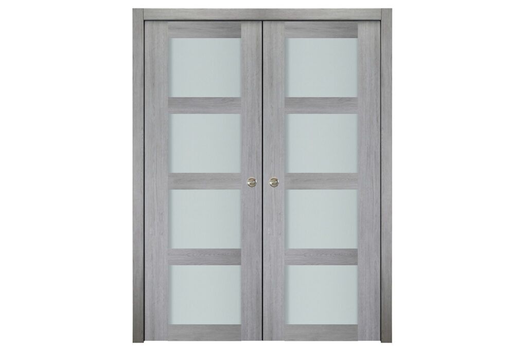 Nova Italia Vetro 4 Lite Light Grey Laminate Interior Door - Double Pocket