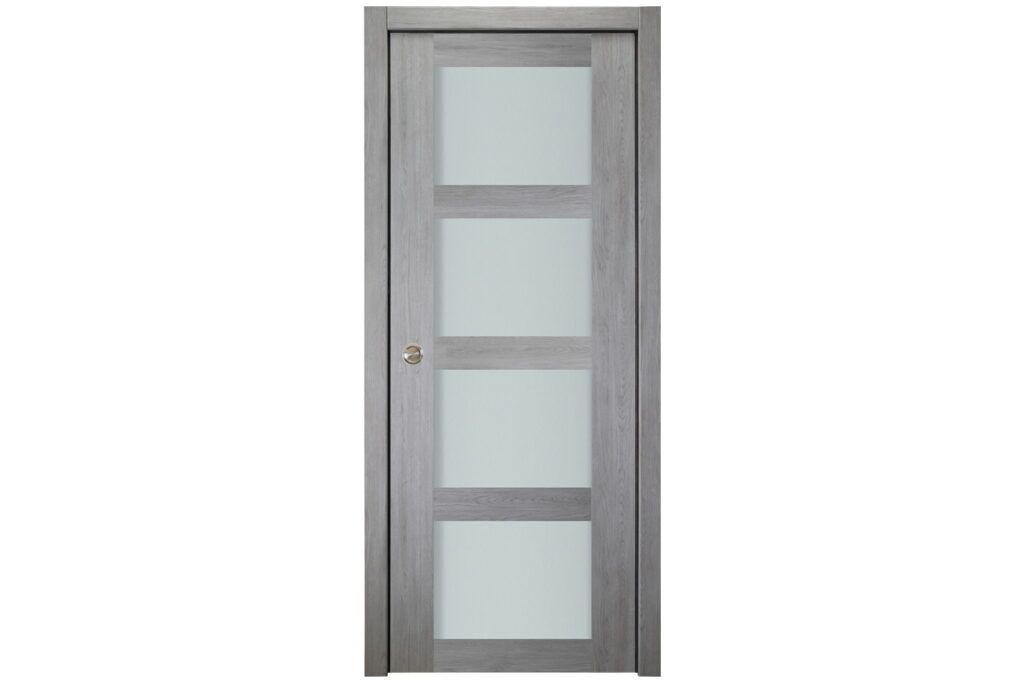 Nova Italia Vetro 4 Lite Light Grey Laminate Interior Door - Single Pocket