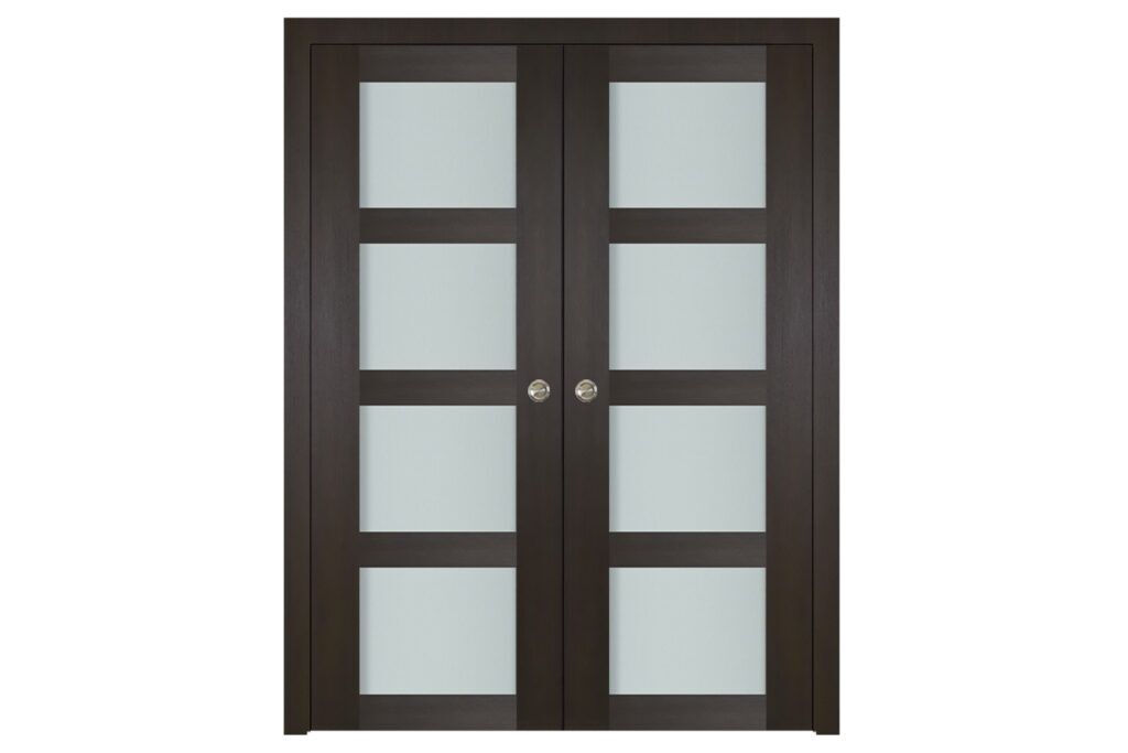 Nova Italia Vetro 4 Lite Premium Wenge Laminate Interior Door - Double Pocket